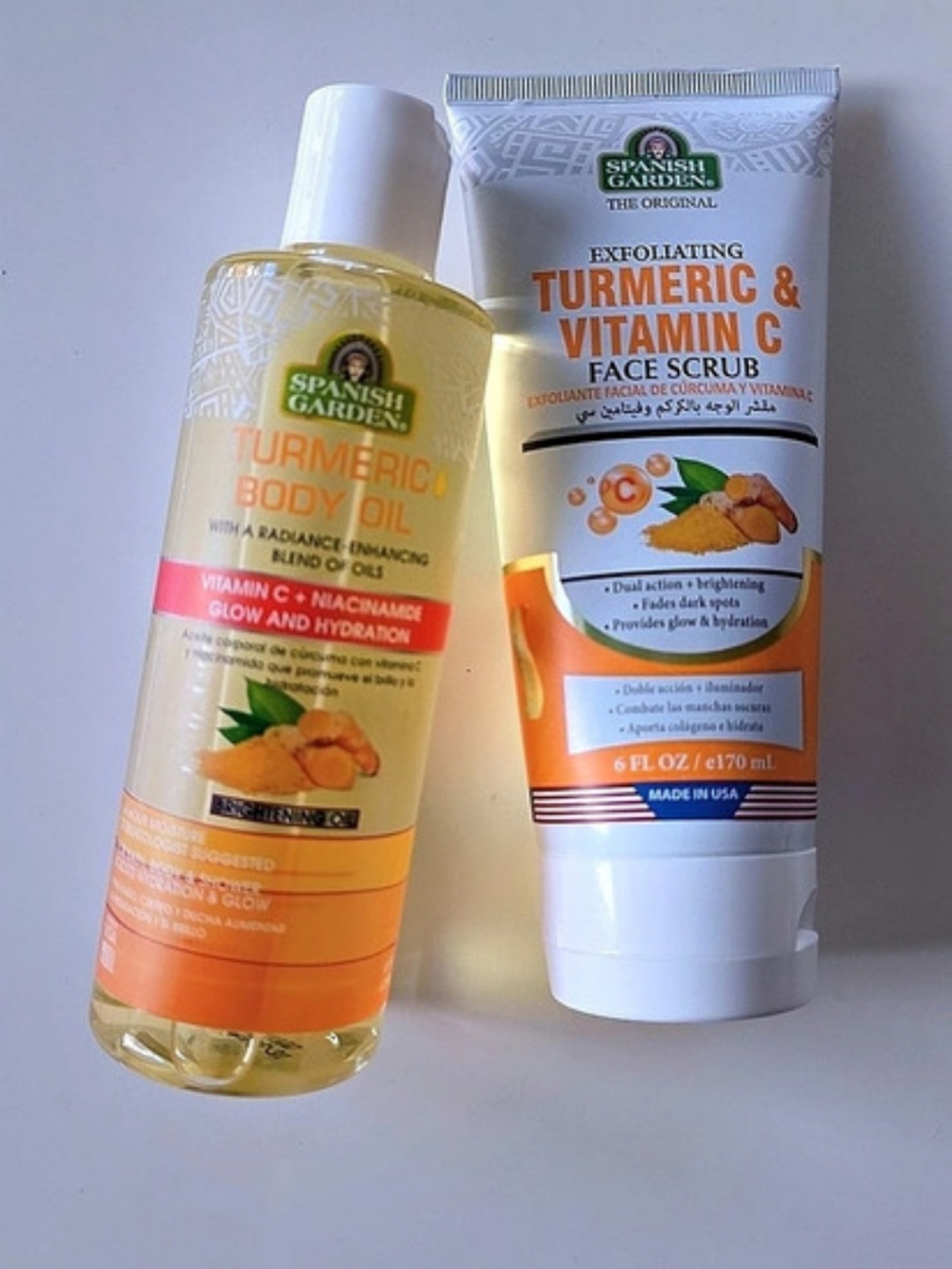 Spanish Garden Turmeric & Vitamin C Body Oil and Face Scrub Skincare Duo NWT